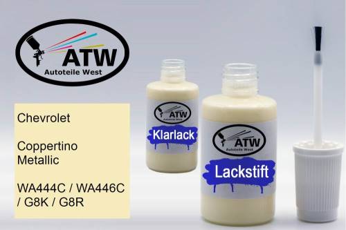 Chevrolet, Coppertino Metallic, WA444C / WA446C / G8K / G8R: 20ml Lackstift + 20ml Klarlack - Set, von ATW Autoteile West.